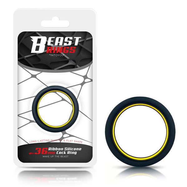 Beast Rings Penisring Ribbon Svart & Gul - Lovebunny.se