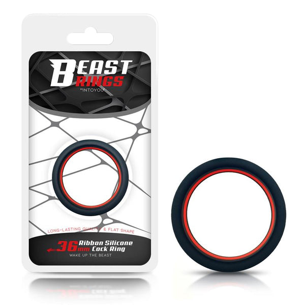 Beast Rings Penisring Ribbon Svart & Röd - Lovebunny.se