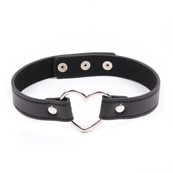 Fetish Addict Collar with Heart Shaped Hoop Adjustable 41,5cm - Lovebunny.se