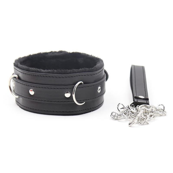 Fetish Addict Collar With Metal Leash Black - Lovebunny.se