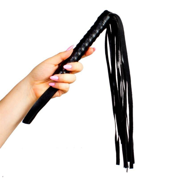 Fetish Addict Leather Whip 45 cm Svart - Lovebunny.se