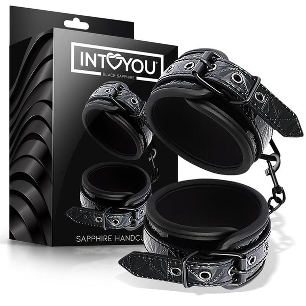 INTOYOU Adjustable Handcuffs Sapphire Vegan Leather - Lovebunny.se
