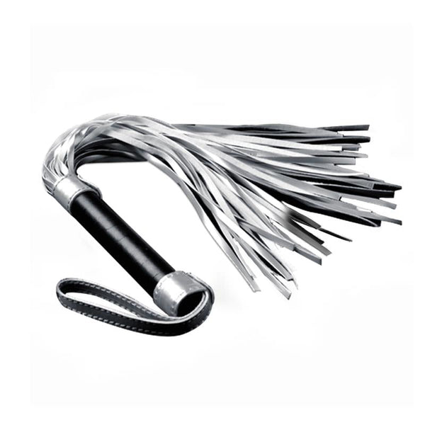 LoveToy Flogger Faux Leather Silver & Svart - Lovebunny.se
