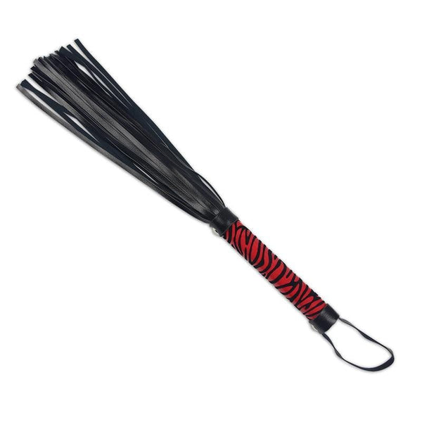 LoveToy Leather Flogger Svart & Röd - Lovebunny.se