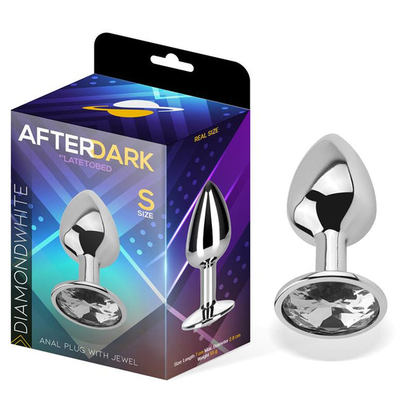 Afterdark Buttplug with Jewel Diamond White Storlek S Aluminium - Lovebunny.se