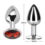 Afterdark Buttplug with Jewel Red Rubby Storlek M Aluminium - Lovebunny.se