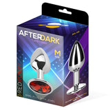 Afterdark Buttplug with Jewel Red Rubby Storlek M Aluminium - Lovebunny.se