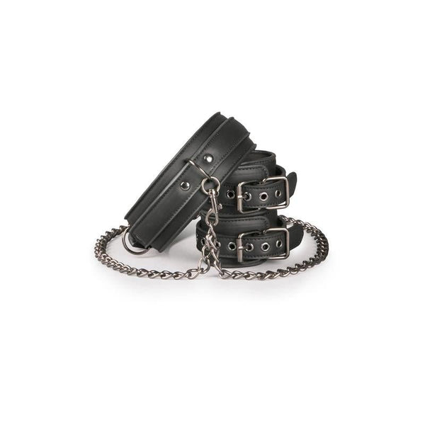 EasyToys Ligature Set Collar with Handcuffs Svart - Lovebunny.se