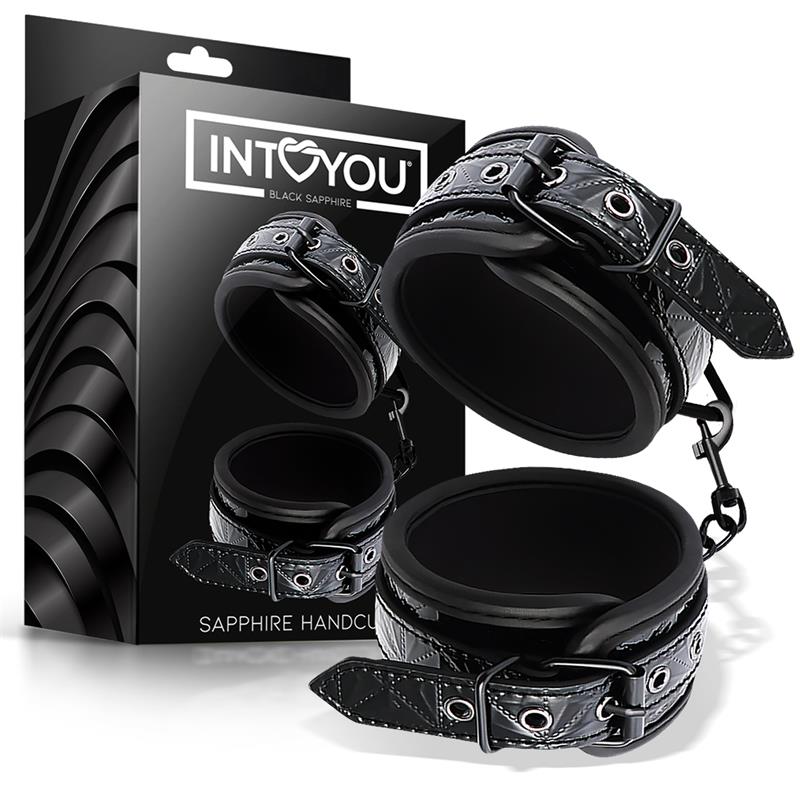 INTOYOU Adjustable Handcuffs Sapphire Vegan Leather - Lovebunny.se