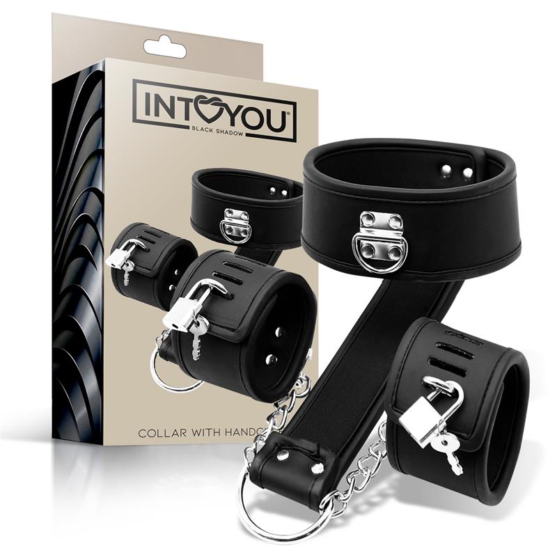 INTOYOU Collar with Handcuffs Set Vegan Leather - Lovebunny.se