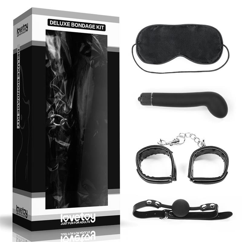 Lovetoy Bondage Kit Deluxe Med Vibrator Svart - Lovebunny.se