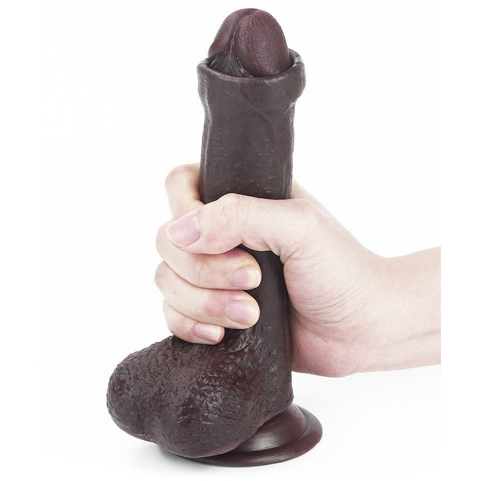 Sliding Skin Dildo 17.5cm Mörk - Lovebunny.se